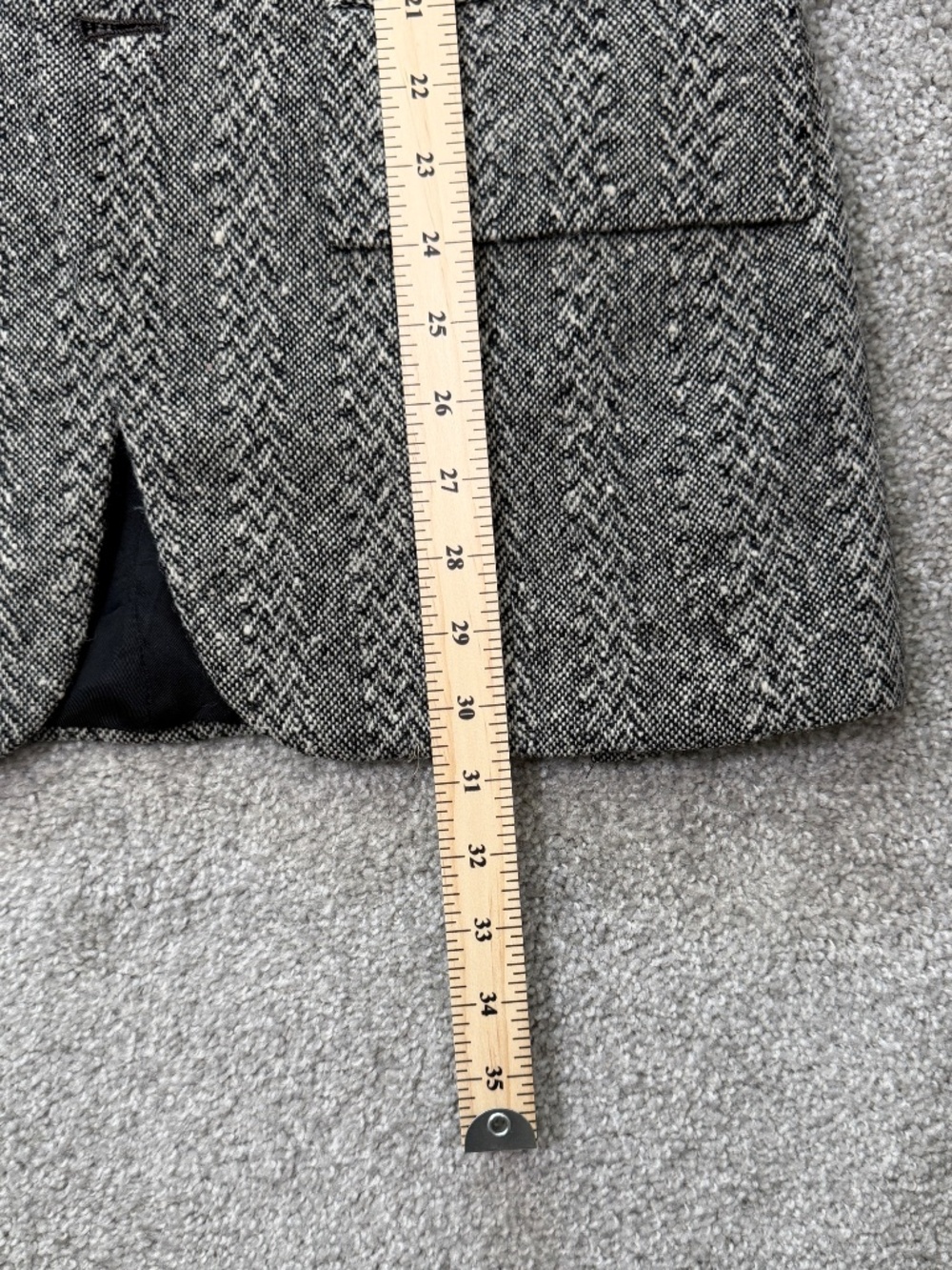 Vintage Wool Tweed Herringbone Sport Coat Blazer Grey - Picture 11 of 16